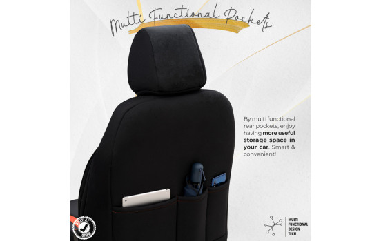 Ensemble de housses de siège universelles en daim/cuir/tissu 'Iconic' noir/terracotta - 11 pièces, Image 9