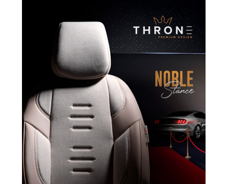 Ensemble de housses de siège universelles en lin/cuir/tissu 'Throne' crème - 11 pièces - adapté pour Side-Ai, Image 9
