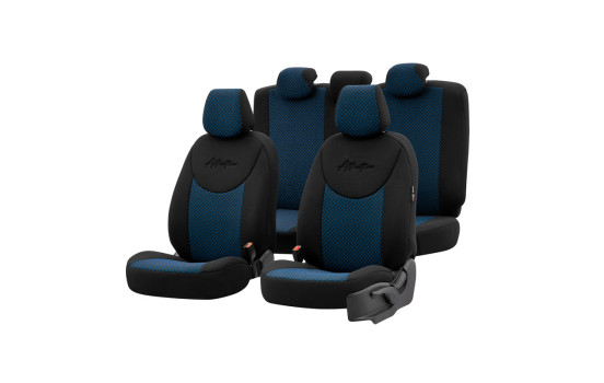 Ensemble de housses de siège universelles en tissu 'Attraction' Noir/Bleu - 11 pièces