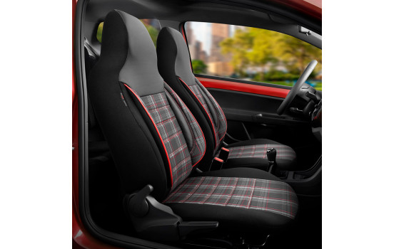 Ensemble de housses de siège universelles en tissu 'CityBug' 'Sports' noir/gris/rouge - 9 pièces