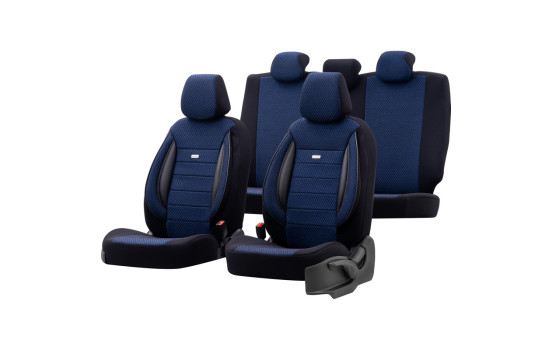 Ensemble de housses de siège universelles en tissu 'SelectedFit Sports' Noir/Bleu - 11 pièces - convient pour 