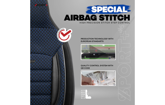 Ensemble de housses de siège universelles en tissu CityBug Sport Plus noir/bleu - 9 pièces, Image 7