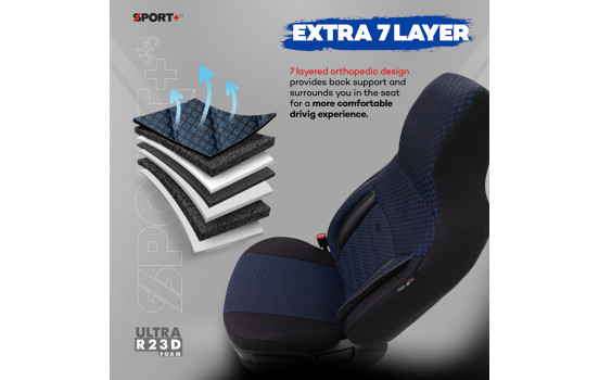 Ensemble de housses de siège universelles en tissu CityBug Sport Plus noir/bleu - 9 pièces, Image 8