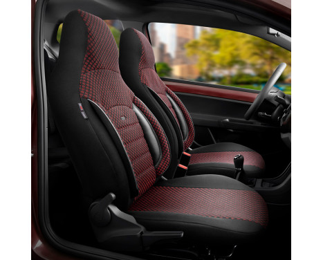 Ensemble de housses de siège universelles en tissu CityBug Sport Plus noir/rouge - 9 pièces