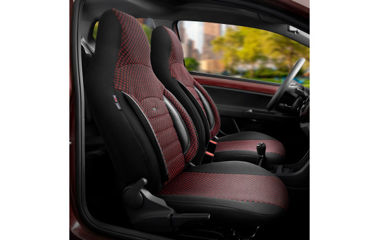 Ensemble de housses de siège universelles en tissu CityBug Sport Plus noir/rouge - 9 pièces