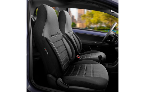 Ensemble de housses de siège universelles en velours/tissu CityBug Comfortline noir/gris - 9 pièces