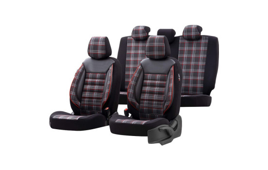 Housse de siège en tissu otoM 'Sports' - Noir / Rouge - 11 pièces