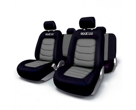 Jeu de housses de siège Sparco noir / gris (11 pièces) (convient également pour les airbags latéraux)