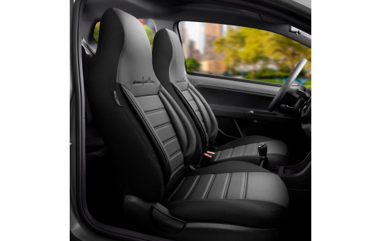 Set de housses de siège universelles en cuir/tissu CityBug Comfortline noir/gris - 9 pièces