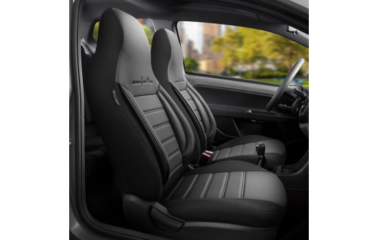 Set de housses de siège universelles en cuir/tissu CityBug Comfortline noir/gris - 9 pièces, Image 4