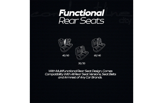 Set de housses de siège universelles en cuir/tissu CityBug Comfortline noir/gris - 9 pièces, Image 7