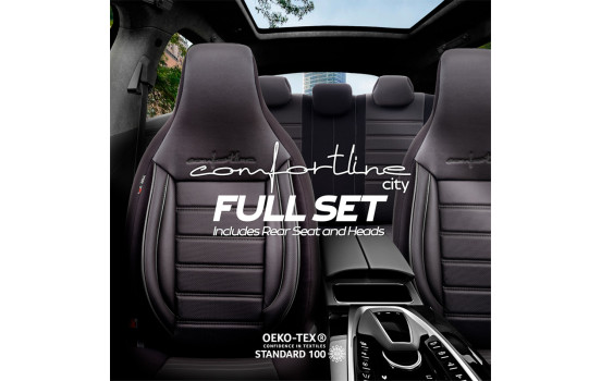 Set de housses de siège universelles en cuir/tissu CityBug Comfortline noir/gris - 9 pièces, Image 10
