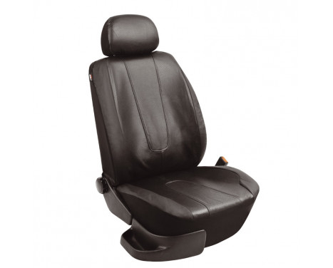 Simoni Racing Ensemble de housses de siège Type M (sièges avant) - Cuir artificiel noir - 6 pièces