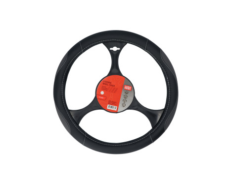 Carpoint Housse de volant en cuir PU noir/gris 37-39cm