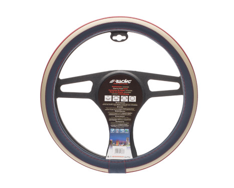 Couvre Volant Simoni Racing British Beige/Bleu/Rouge Cuir Artificiel