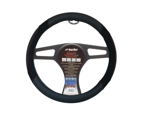 Couvre Volant Simoni Racing Shammy Noir Cuir Artificiel Noir/Rouge
