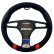 Housse de volant Simoni Racing Good Vibe R - 37-39cm - Noir Eco-Cuir, Microfibre, Look Carbone, Rouge A