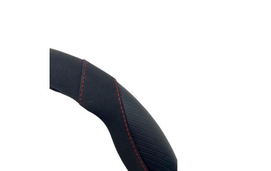 Housse de volant Simoni Racing Good Vibe R - 37-39cm - Noir Eco-Cuir, Microfibre, Look Carbone, Rouge A, Image 2
