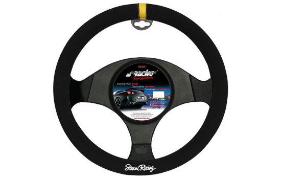 Housse de volant Simoni Racing Look Carrera Suédine Noir/Jaune