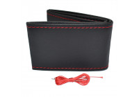 Housse de volant universelle Classic - Cuir PVC noir + Coutures rouges (fermeture à lacets)