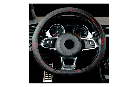 Simoni Racing Couvre Volant Forme D - Eco-Cuir Noir + Coutures Rouges - 35-37cm, Image 2