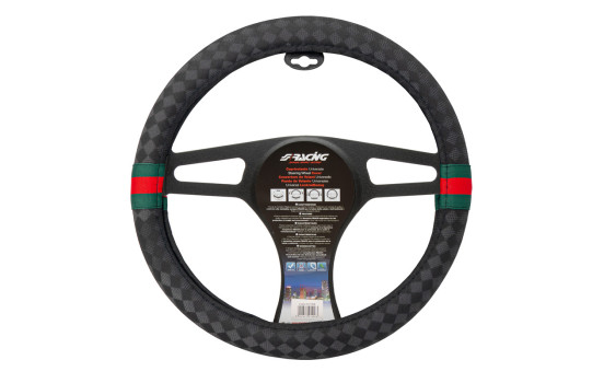 Simoni Racing Housse de volant G-Style- 37-39cm - Eco-Cuir Noir/Rouge/Vert