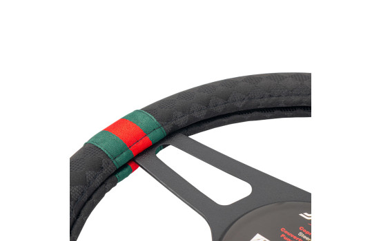 Simoni Racing Housse de volant G-Style- 37-39cm - Eco-Cuir Noir/Rouge/Vert, Image 3