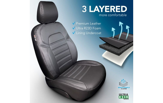 Ensemble de housses de siège en cuir artificiel New York Design 1+1 adapté pour Volkswagen Caddy V Box 2020-, Image 3