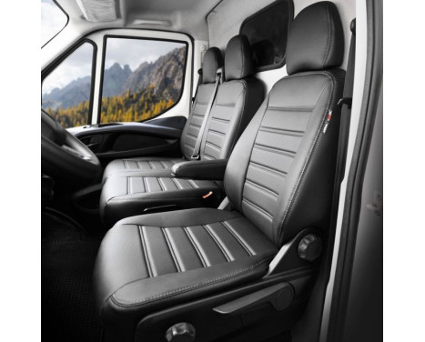 Ensemble de housses de siège en cuir artificiel New York Design 2 + 1 adapté pour Ford Transit 2012-2013, Image 2