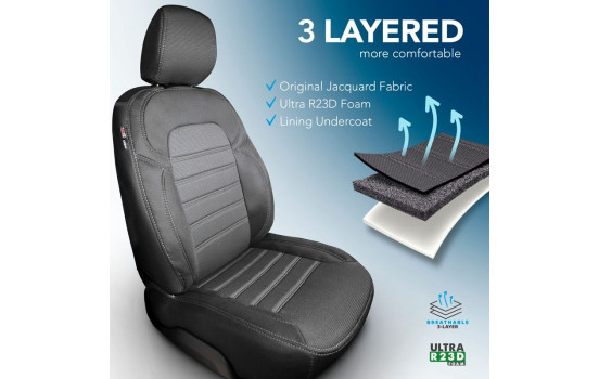 Ensemble de housses de siège en tissu au design original 2+1 adapté pour Ford Transit Connect 2019-, Image 3