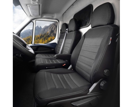 Ensemble de housses de siège en tissu au design original 2+1 adapté pour Iveco Daily 2014- (avec accoudoir dans la ban, Image 2