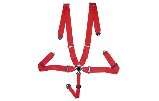 Ceinture de sport de course 5 points rouge + dégagement rapide + marque E (3 pouces)