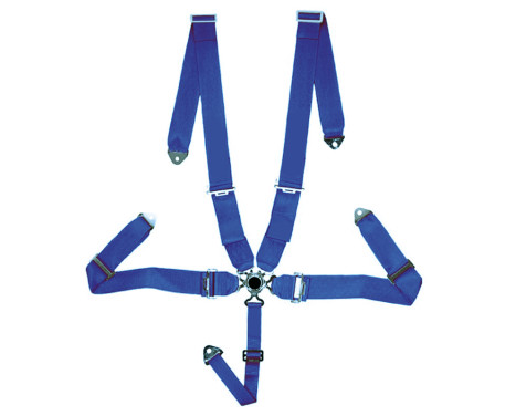 Ceinture de sport de course bleue à 5 points + dégagement rapide + marque E (3 pouces), Image 2