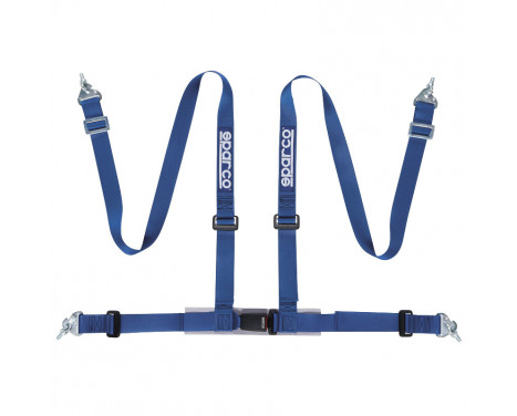 Ceinture de sport Sparco à 4 points - Bleu - avec protecteur pelvien et fixation au crochet (E-Mark)