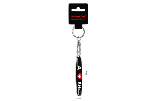 Porte-clés en acier inoxydable - 'Blood Type' A RH+, Image 3