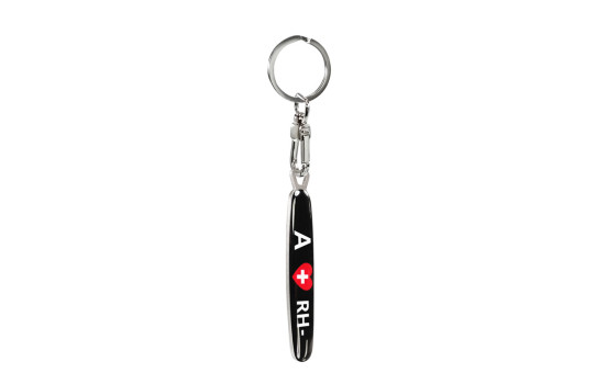 Porte-clés en acier inoxydable - 'Blood Type' A RH-