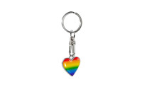 Porte-clés en acier inoxydable - 'Coeur' Arc-en-ciel