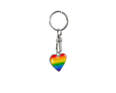 Porte-clés en acier inoxydable - 'Coeur' Arc-en-ciel