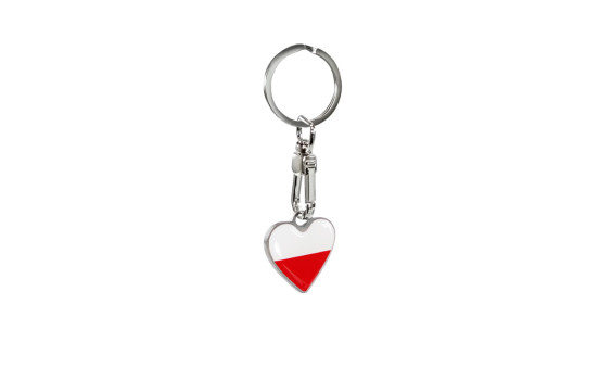 Porte-clés en acier inoxydable - 'Coeur' Pologne