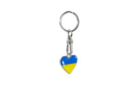 Porte-clés en acier inoxydable - 'Coeur' Ukraine