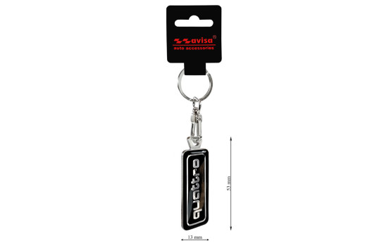 Porte-clés en acier inoxydable - 'Quattro' Noir, Image 3