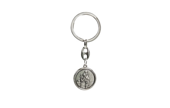 Porte-clés en acier inoxydable - 'Saint Christophe' & 'Jean-Paul II' (Couleur argent), Image 2