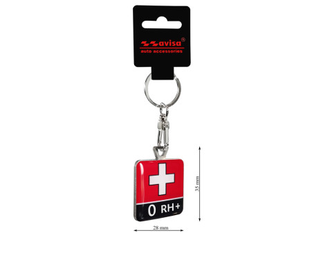 Porte-clés en acier inoxydable - 'Blood Type' 0 RH+, Image 3