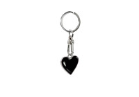 Porte-clés en acier inoxydable - 'Coeur' Noir
