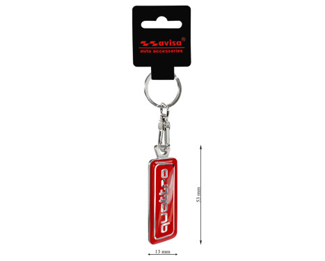 Porte-clés en acier inoxydable - 'Quattro' Rouge, Image 3