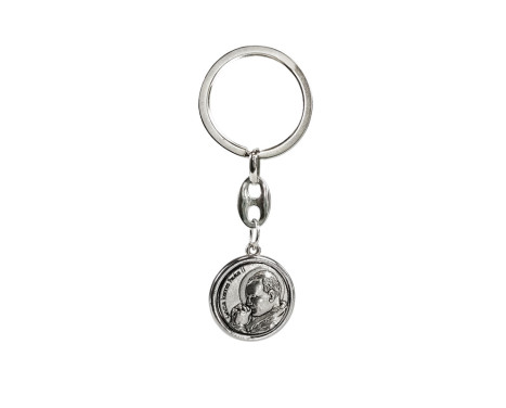 Porte-clés en acier inoxydable - 'Saint Christophe' & 'Jean-Paul II' (Couleur argent)