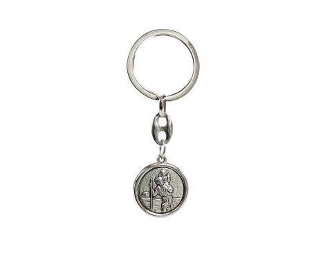 Porte-clés en acier inoxydable - 'Saint Christophe' & 'Jean-Paul II' (Couleur argent), Image 2