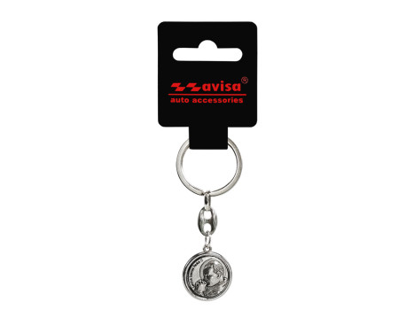 Porte-clés en acier inoxydable - 'Saint Christophe' & 'Jean-Paul II' (Couleur argent), Image 3