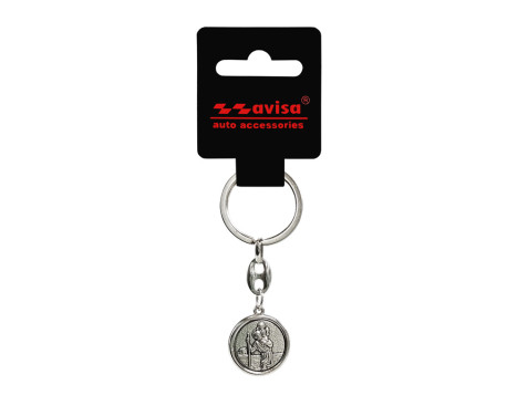 Porte-clés en acier inoxydable - 'Saint Christophe' & 'Jean-Paul II' (Couleur argent), Image 4