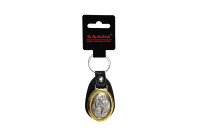 Porte-clés en acier inoxydable avec cuir artificiel - 'St.Christopher' (Couleur argent)
